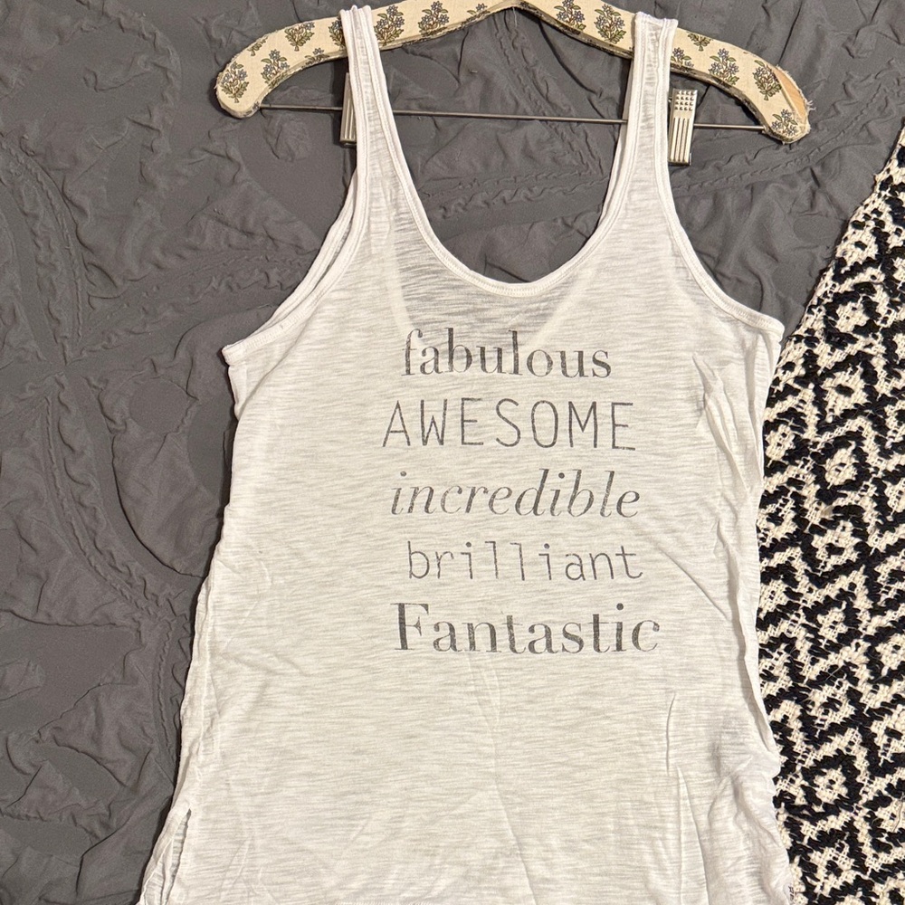 Women's White Graphic Tank Top - Fabulous Awesome Incredible Brilliant Fantastic